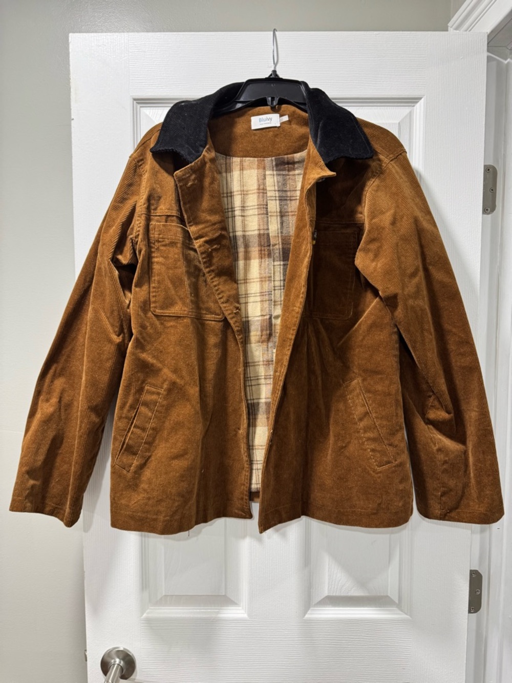 Bluivy Brown Corduroy Jacket with Black Collar